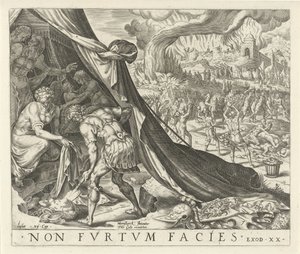 Acan enterre le butin dans sa tente Tu ne voleras point Les dix commandements (titre de la série)