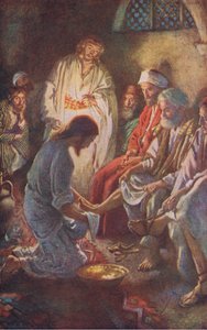 Lavage des pieds des disciples, illustration de Harold Copping Pictures: The Crown Series, vers 1920