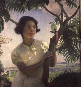 Fille avec un Perroquet Jouet