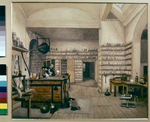 Michael Faraday au travail dans son laboratoire au Royal Institute