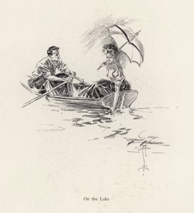 Homme et femme dans une barque sur le lac