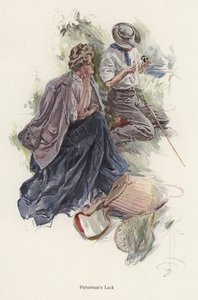 Homme pêchant sur une berge tandis qu