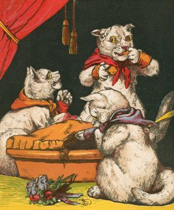 Chatons coquins mangeant de la tarte dans leurs mitaines