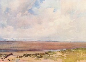 Terrains de golf : Hoylake, vue sur Hilbre depuis le neuvième tee - Harry (1878 1950) Rountree