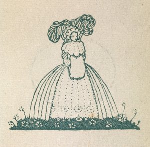Illustration montrant une femme portant une grande robe
