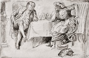 Clémence et la Grande-Bretagne. "Vous ne serez jamais mariée, vous savez," dit M. Britain. "Ne pensez-vous pas que je le serai jamais?" dit Clémence. "Pas une chance!" "Seulement pensez!" dit Clémence. "Eh bien! Je suppose que vous voulez dire à Britain, u - Harry Furniss