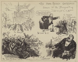 Les Home-Rulers indignés, scènes au banquet de Dublin