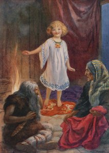 Aslaug, Aki et Grima, de "Ragnar Lodbrog" (lithographie couleur) - Harry George Theaker
