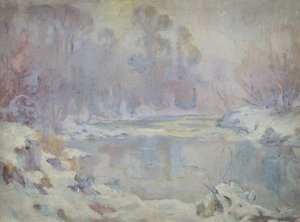 Scène de rivière en hiver