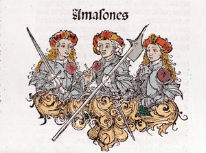 Amazones dans « Liber Chronicarum » de Hartmann Schedel imprimé à Nuremberg en 1493 - Hartmann Schedel