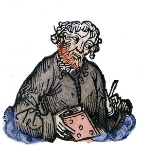 Portrait de Juvénal (Decimus Iunius Iuuenalis) poète satirique latin de la fin du 1er siècle. Xylographie de "Chroniques de Nuremberg" par Hartmann Schedel