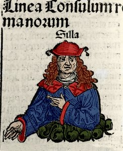 Représentation du politicien romain Lucius Cornelius Sulla (138-68 av. J.-C.) Xylographie des « Chroniques de Nuremberg » par Hartmann Schedel