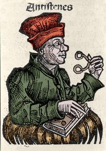Le philosophe grec Antisthène (444-365 av. J.-C.). Xylographie des « Chroniques de Nuremberg » par Hartmann Schedel
