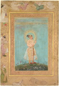 Shah Jahan tenant une spinelle et une longue épée du Deccan, de l