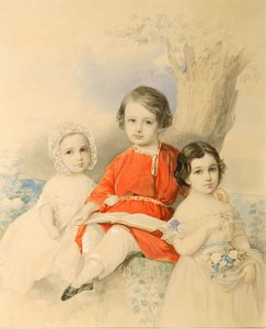 Enfants dans un paysage, années 1840 - Hau