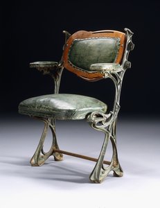 Une chaise en fer et bois conçue pour la salle de concert Humbert de Romans, Paris - Hector Guimard