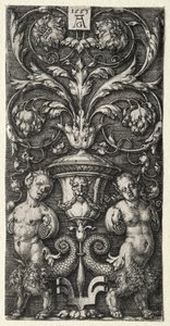 Un vase entre deux figures chimériques - Heinrich Aldegrever