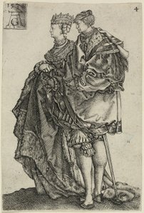 Couple dansant, planche quatre de Les grands danseurs de mariage - Heinrich Aldegrever