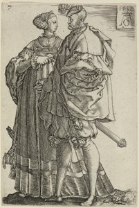 Couple dansant, planche sept de Les grands danseurs de mariage - Heinrich Aldegrever