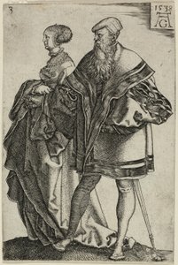 Couple dansant, planche trois de Les grands danseurs de mariage - Heinrich Aldegrever