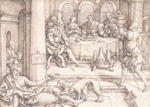 Lazare mendiant des miettes à la table de Dive, 1552