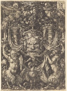 Ornement avec masque, aigle entre satyres en dessous, 1549 - Heinrich Aldegrever