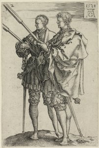 Deux porteurs de torches, planche deux de Les grands danseurs de mariage