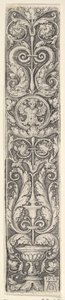 Panneau vertical avec un candélabre contenant un médaillon avec un centaure et une paire de dauphins, 1529