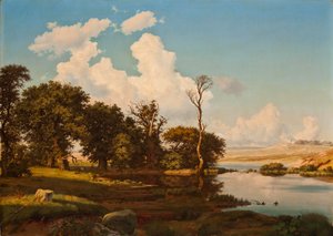 Danois : Paysage danois, chênes au bord d