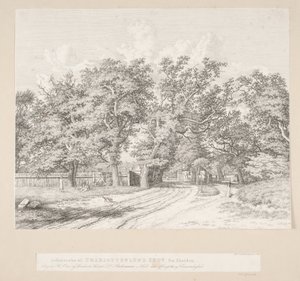 Entrée de la forêt de Charlottenlund depuis le côté du lac