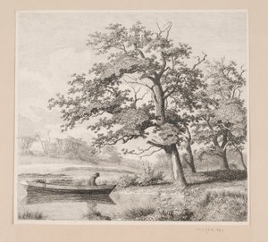 Paysage avec des chênes près d