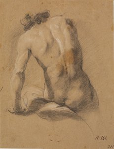 Modèle masculin assis, vu de dos