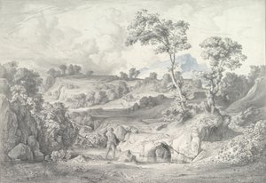 Paysage du sud avec un homme et un serpent, 1847 - Heinrich Dreber