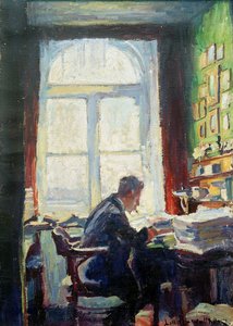 Le poète Caesar Flaischlen au bureau, 1912