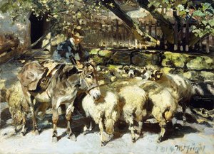 Un berger avec son troupeau