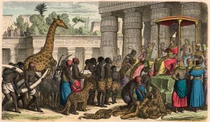 Égypte ancienne : Les Éthiopiens apportent leurs tributs devant le Pharaon - Heinrich Leutemann