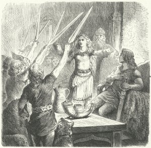Les Baltes trinquant à la santé des enfants de leur roi (gravure) - Heinrich Leutemann