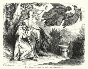 Œdipe et Antigone dans le bosquet des Euménides (gravure) - Heinrich Leutemann