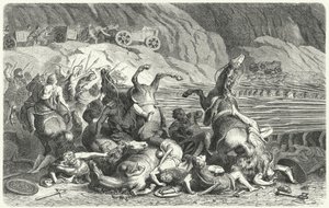 Les Romains se déployant en formation phalange contre la cavalerie thrace (gravure)