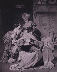 Scène de Les Joyeuses Commères de Windsor de Shakespeare (Acte III, Scène 3) (lithographie) - Heinrich Lossow