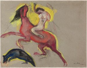 Amazone avec cheval. Étude de la "Bataille des Amazones" au château de Drove, vers 1911-12