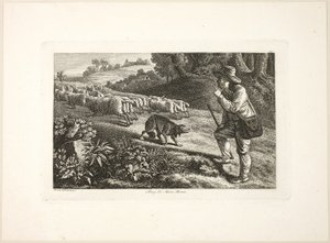 Jeune Berger Arcadien et son Troupeau de Moutons - Heinrich Reinhold