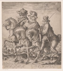 Homme allemand, français et italien à cheval