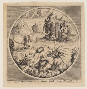 Sujet marin mythologique dans un rondeau
