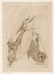 Ange soulevant une sainte femme et battant un démon - Heinrich Vianden