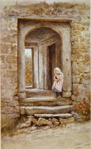 Fille avec chaton - Helen Allingham