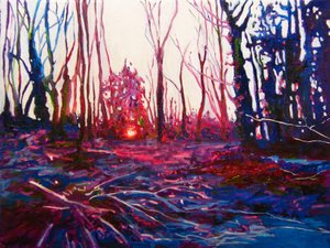 Coucher de soleil sur un champ givré, 2009 (huile sur toile)