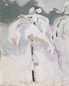 Bouleau couvert de neige, vers 1913