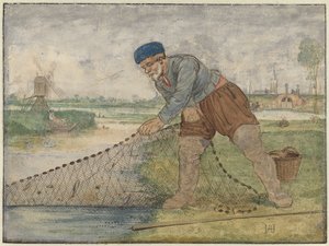 Un pêcheur tirant son filet - Hendrick Avercamp