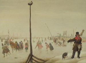 Un chasseur de canards et son chien dans un paysage d